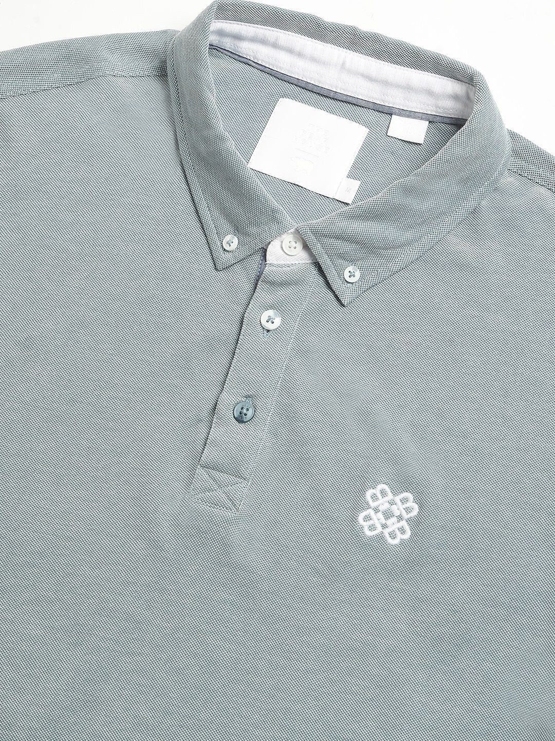 THE BEAR HOUSE Men Polo Collar Regular Fit Pure Cotton Solid T-shirt