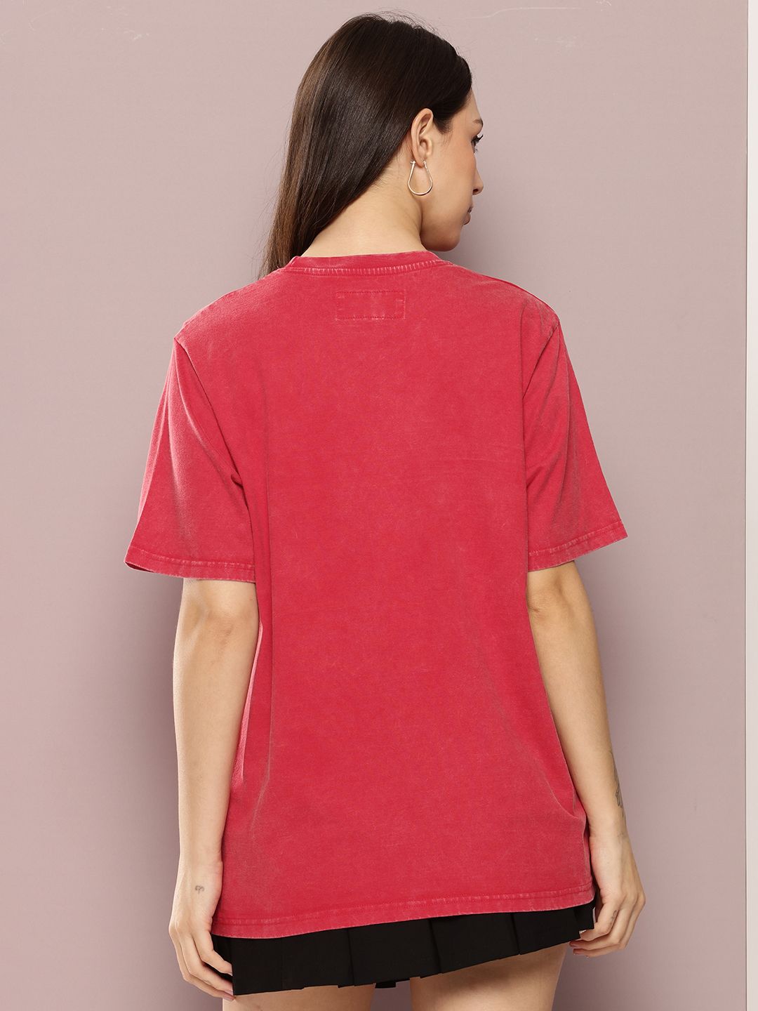 DILLINGER Women's Acid Washed Oversized Printed Tshirt