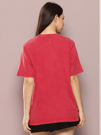 DILLINGER Women's Acid Washed Oversized Printed Tshirt