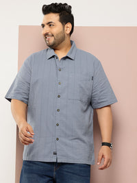 Thomas Scott Men's Plus Size Seersucker Cotton Casual Shirt