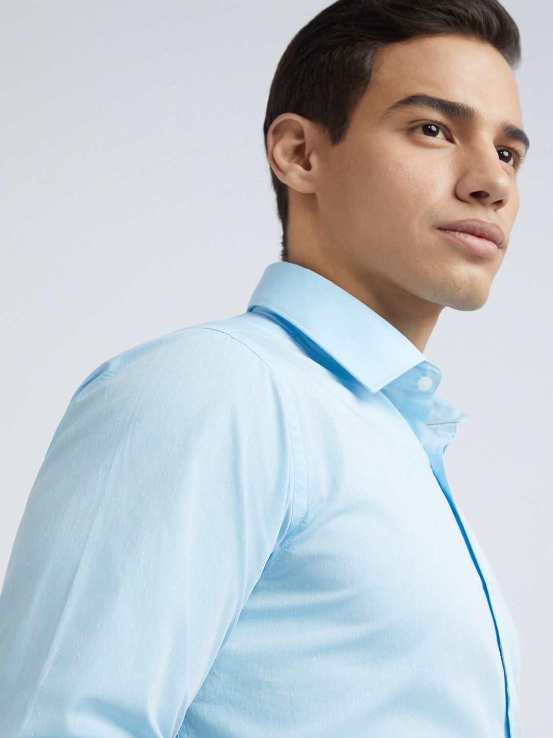 Raymond Men Pure Cotton Self Design Textured Slim Fit Formal Shirt