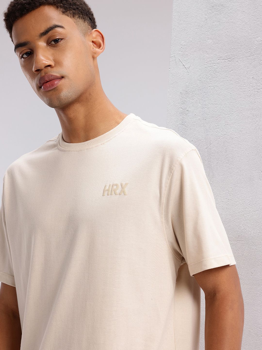 HRX by Hrithik Roshan Puff Print Drop-Shoulder Sleeves Training T-shirt