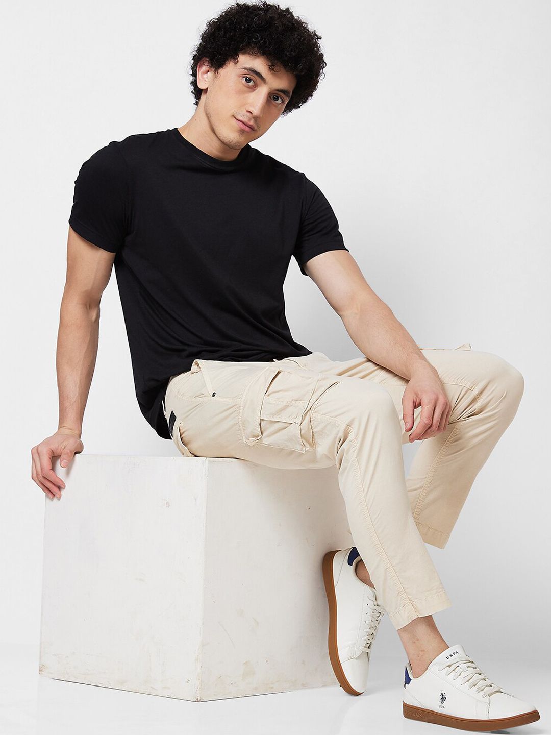 SPYKAR Men Mid Rise Regular Fit Cargos Cotton Trousers