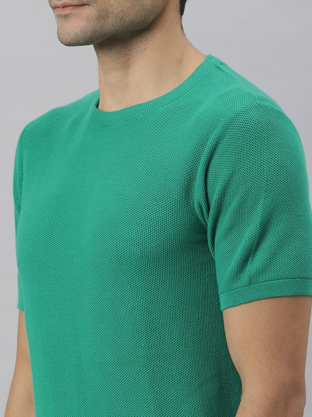 RARE RABBIT Men Clue Pure Cotton Slim Fit T-Shirt