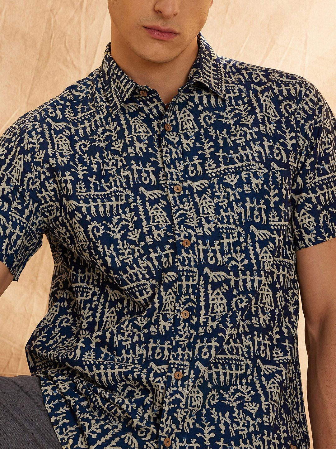 DENNISON Hand Block Printed Lightweight Casual Shirt