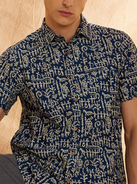 DENNISON Hand Block Printed Lightweight Casual Shirt