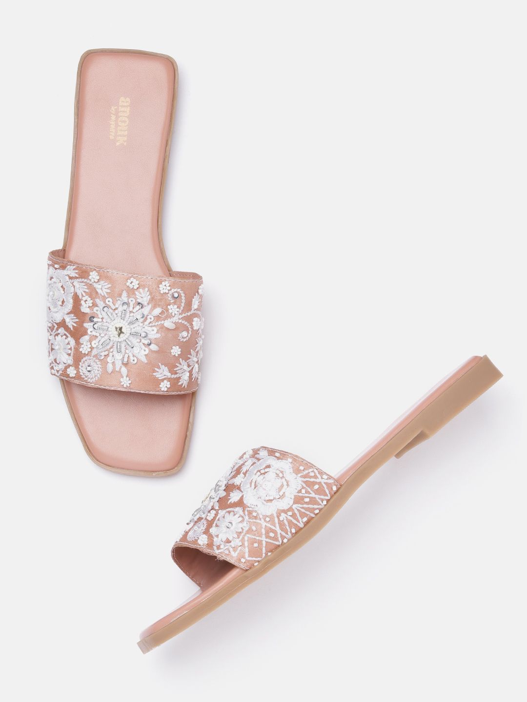 Anouk Women Floral Embroidered Open Toe Flats