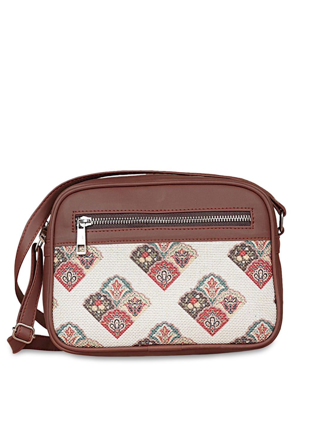 ZOUK White Women Ethnic Motifs Printed Structured Sling Bag
