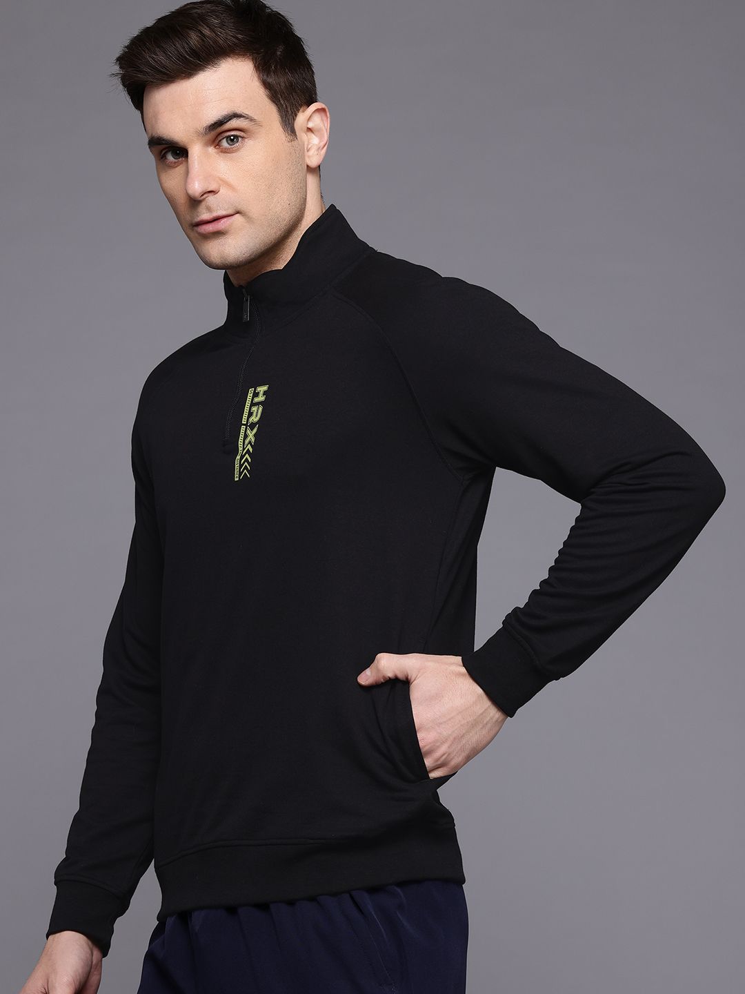 HRX by Hrithik Roshan Mock Collar Raglan Sleeve Running Sweatshirt