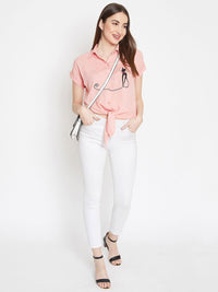 Berrylush Women Pink Embroidered Shirt