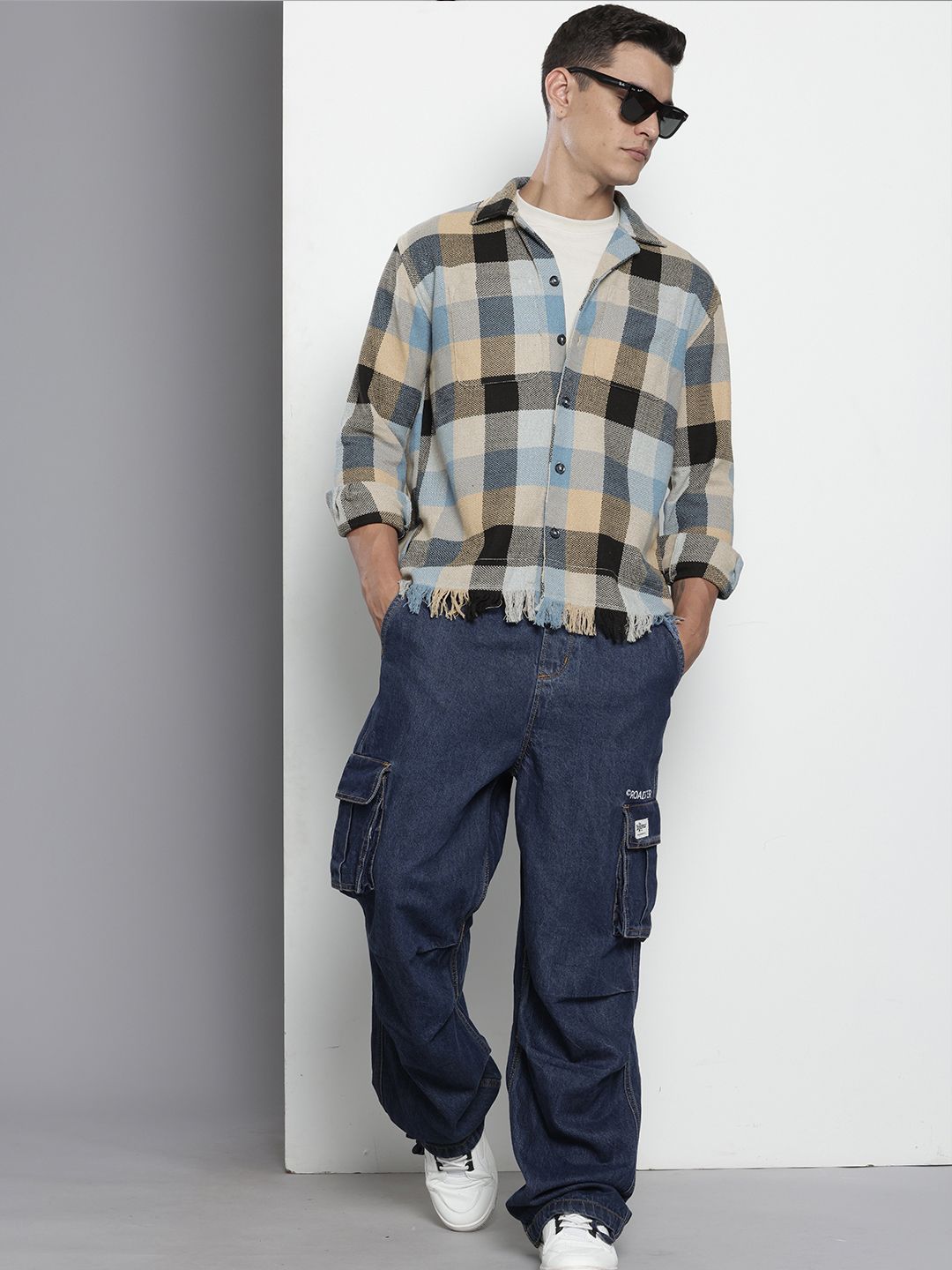 The Indian Garage Co Pure Cotton Checked & Textured Relaxed Fit Casual Shirt