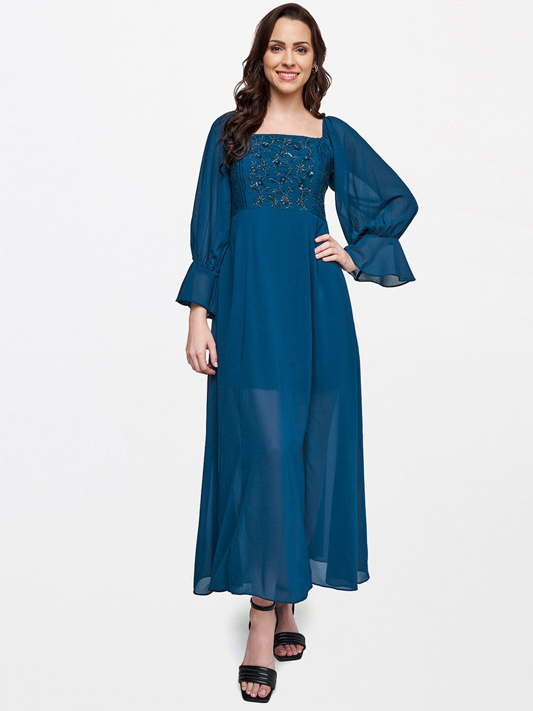 AND Teal Embellished Maxi Dress