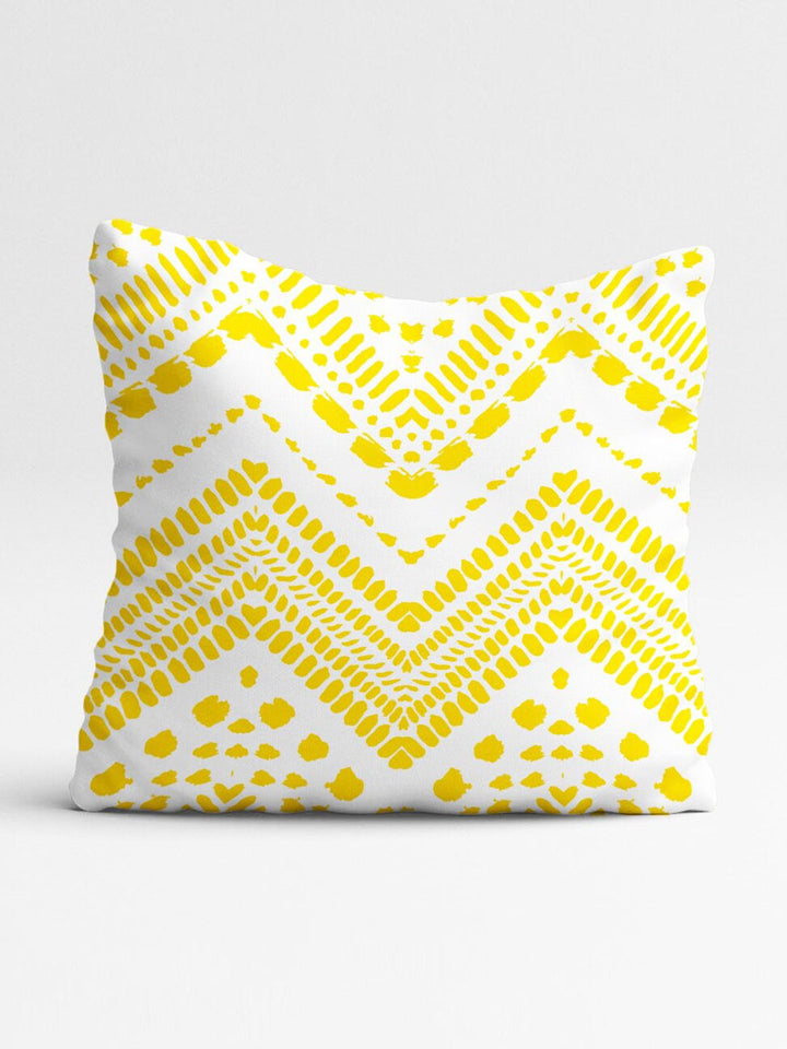 STITCHNEST Teal & Yellow Set of 5 Geometric Printed 18" X 18" Square Cushion Covers