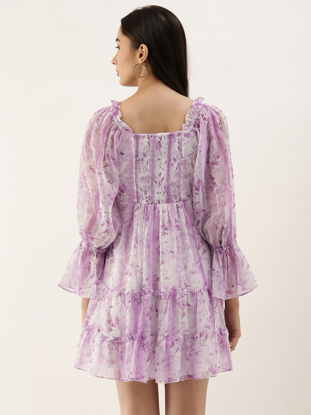 AND Lavender Floral Printed Mini Fit & Flare Dress