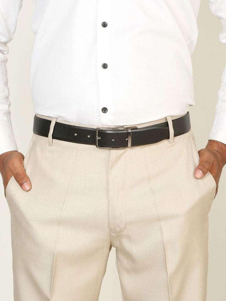 Teakwood Leathers Men Textured Leather Reversible Formal Belt