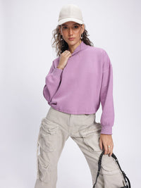 DressBerry High Neck Drop-Shoulder Crop Sweatshirt