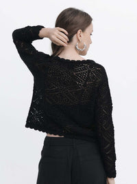 RAREISM Women Tie Up Neck Crop Sheer Shrug
