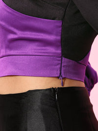 STREET 9 Women Violet Colourblocked Satin Top