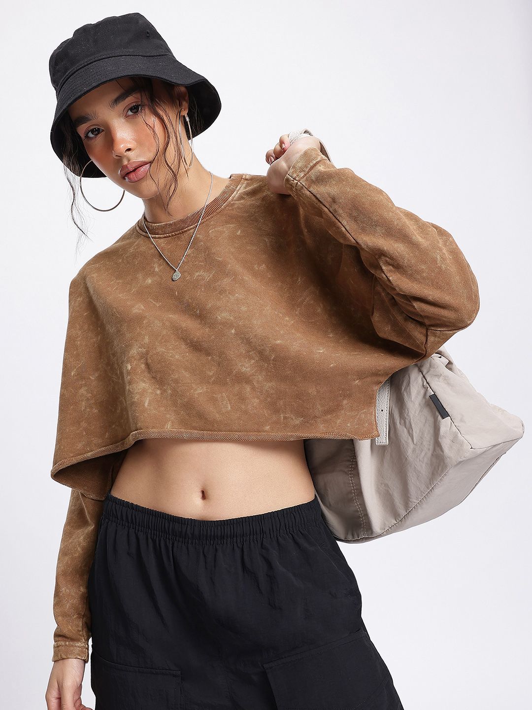 DressBerry Dyed Cropped Boxy Sweatshirt