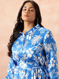 all about you Plus Size Floral Print Co-Ords With a Tie-ups Belt