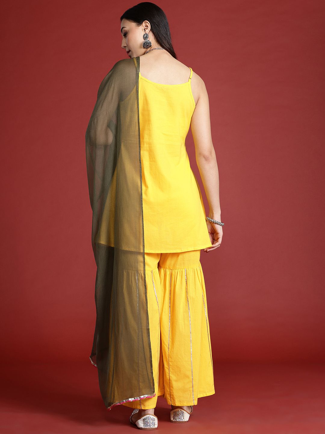 Anouk Tyohar Collection Gotta Patti Pure Cotton Kurti with Sharara & Dupatta