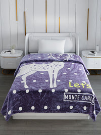 Monte Carlo Purple & White Cartoon Characters Mild Winter 600 GSM Single Bed Blanket