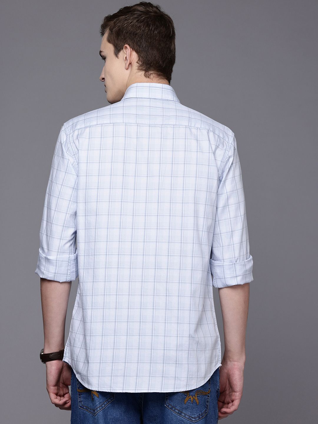 Raymond Pure Cotton Slim Fit Checked Casual Shirt