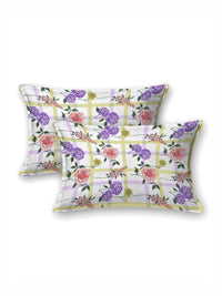BOMBAY DYEING Florentine White Floral Pure Cotton 144TC Queen Bedsheet Set 2.28 m X 2.54 m