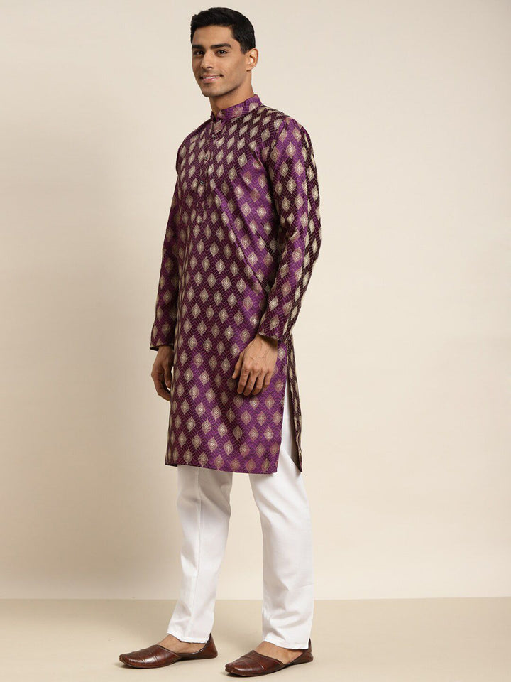 SOJANYA Kurta Tenun Motif Etnik Kolar Mandarin