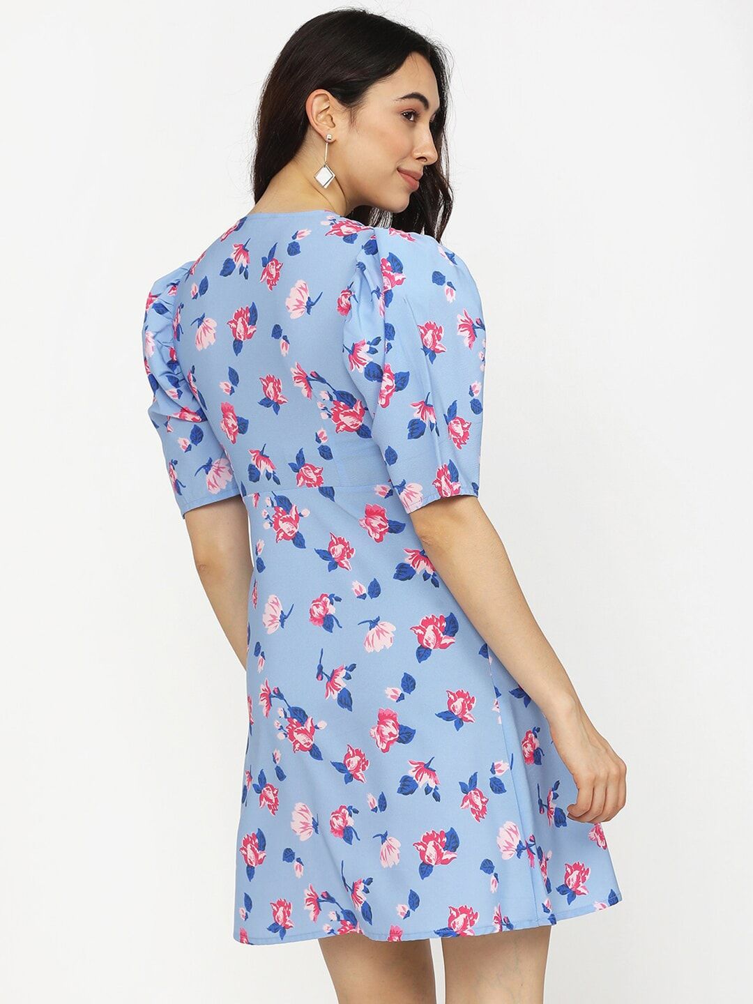 Tokyo Talkies Blue & Pink Floral Dress