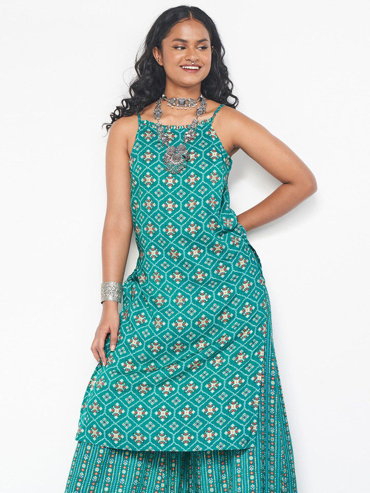 Global Desi Floral Printed Regular Kurta with Palazzos