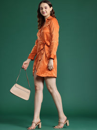 DressBerry Satin Finish Wrap Tie-Up Mini Dress
