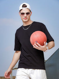 ADRO Round Neck Drop-Shoulder Sleeves Oversized Pure Cotton T-shirt