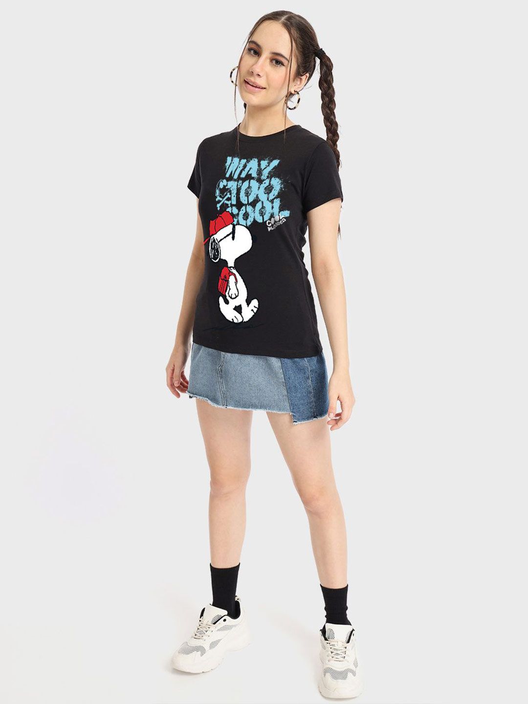 Bewakoof Women Typography Printed Round Neck Cotton Peanuts T-shirt
