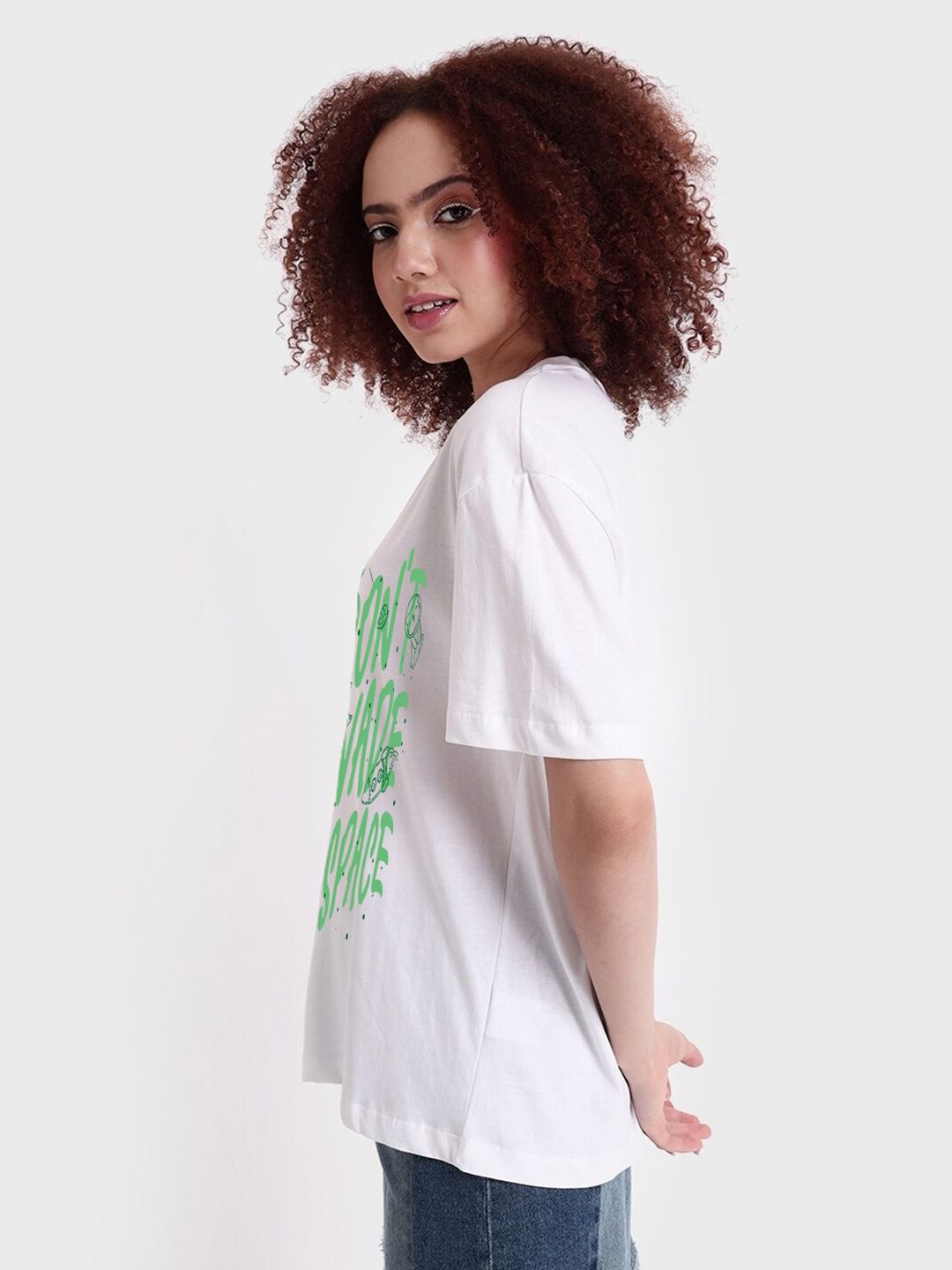 Bewakoof Printed Cotton Round Neck Oversized Casual T-shirt