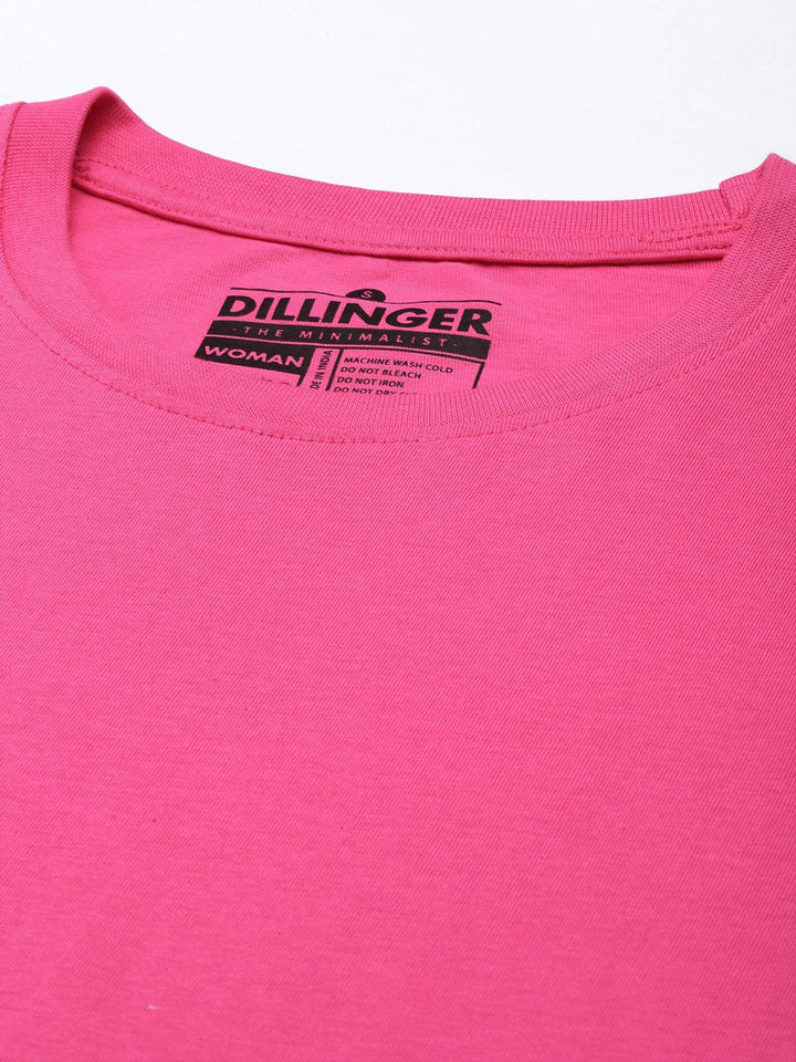 DILLINGER Women Pink Loose Pure Cotton T-shirt
