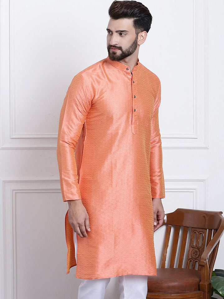 SOJANYA Geometric Woven Design Mandarin Collar Straight Kurta