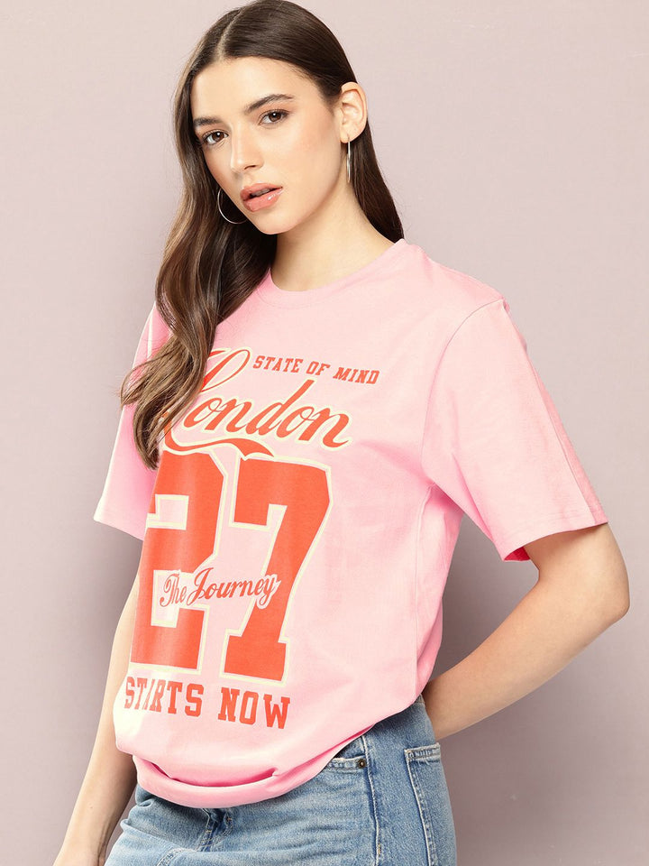 Dillinger Womens Short Sleeve Oversized Varsity Printed Tshirt