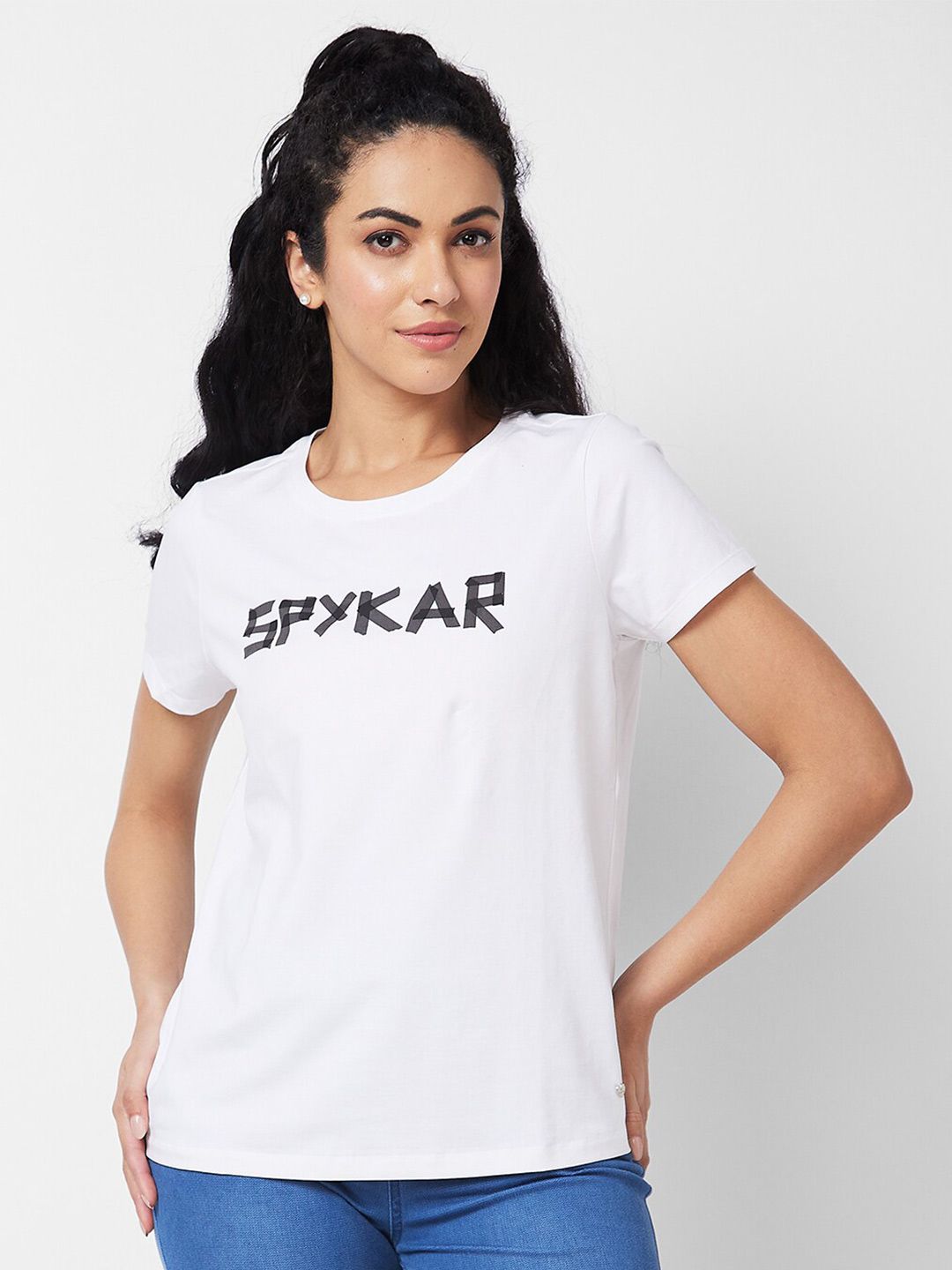 SPYKAR Typography Printed Short Sleeves Cotton T-shirt