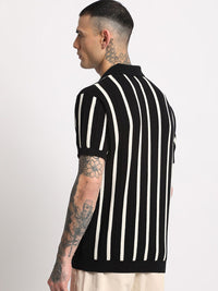 THE BEAR HOUSE Men Striped Regular Fit Cotton Polo Collar T-Shirt