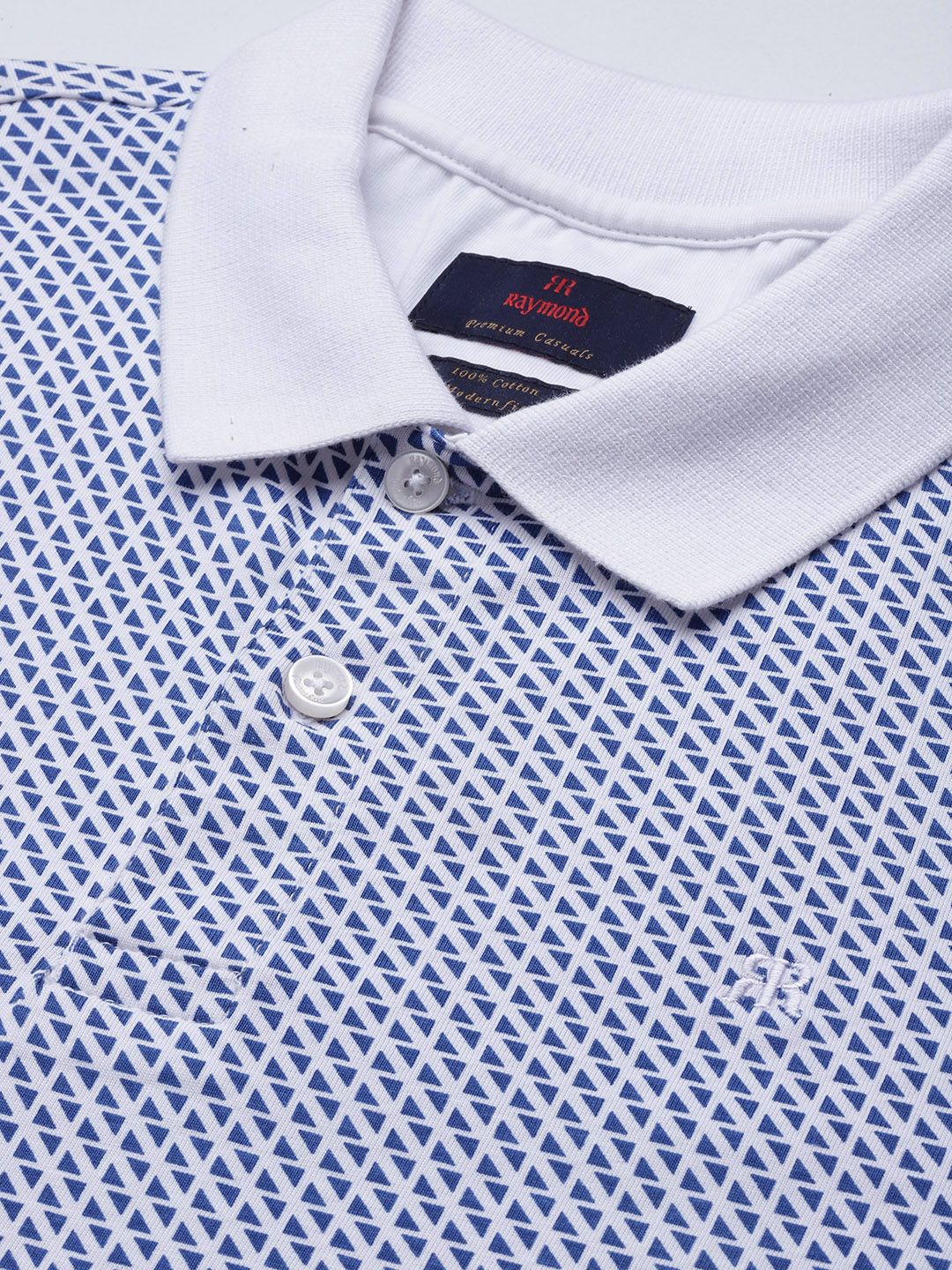 Raymond Geometric Print Polo Collar Pure Cotton Modern Fit T-shirt
