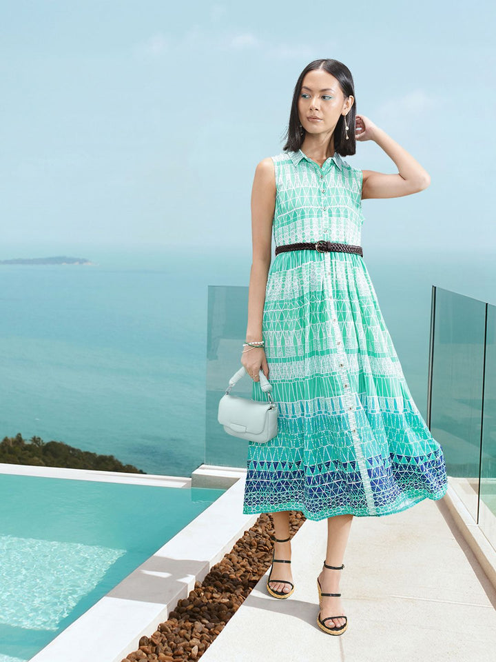 all about you Printed Midi Shirt Dress with Belt