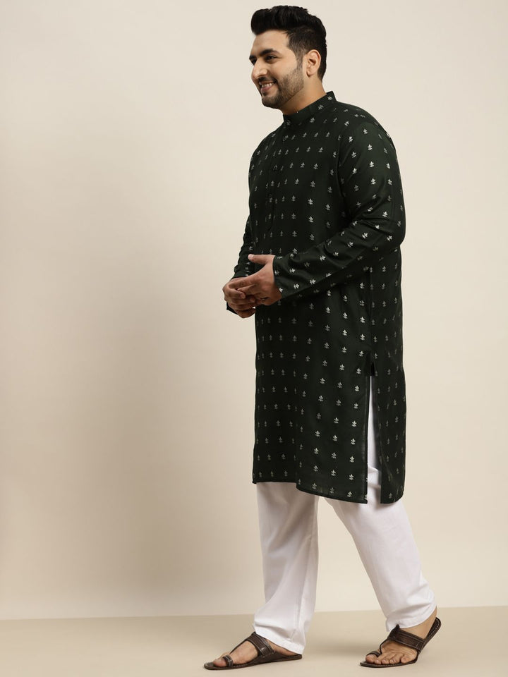 SOJANYA PLUS Men Dark Green Material: 80% Cotton, 20% Silk Machine-wash