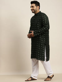 SOJANYA PLUS Men Dark Green Material: 80% Cotton, 20% Silk Machine-wash