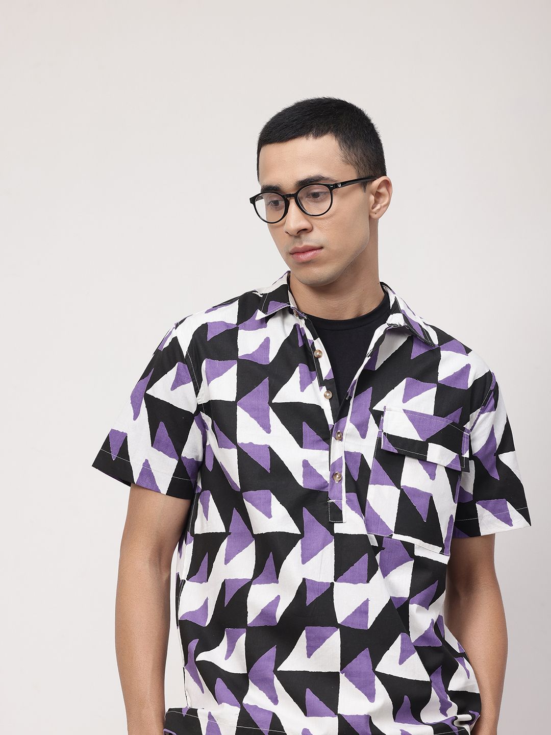 ether Artisan Pure Cotton Hand Block Printed Relaxed Fit Casual Shirt