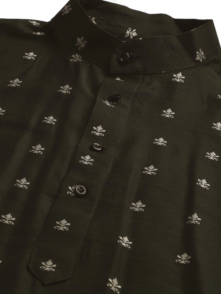 SOJANYA Men Green Ethnic Motifs Kurta Set With Nehru Jacket