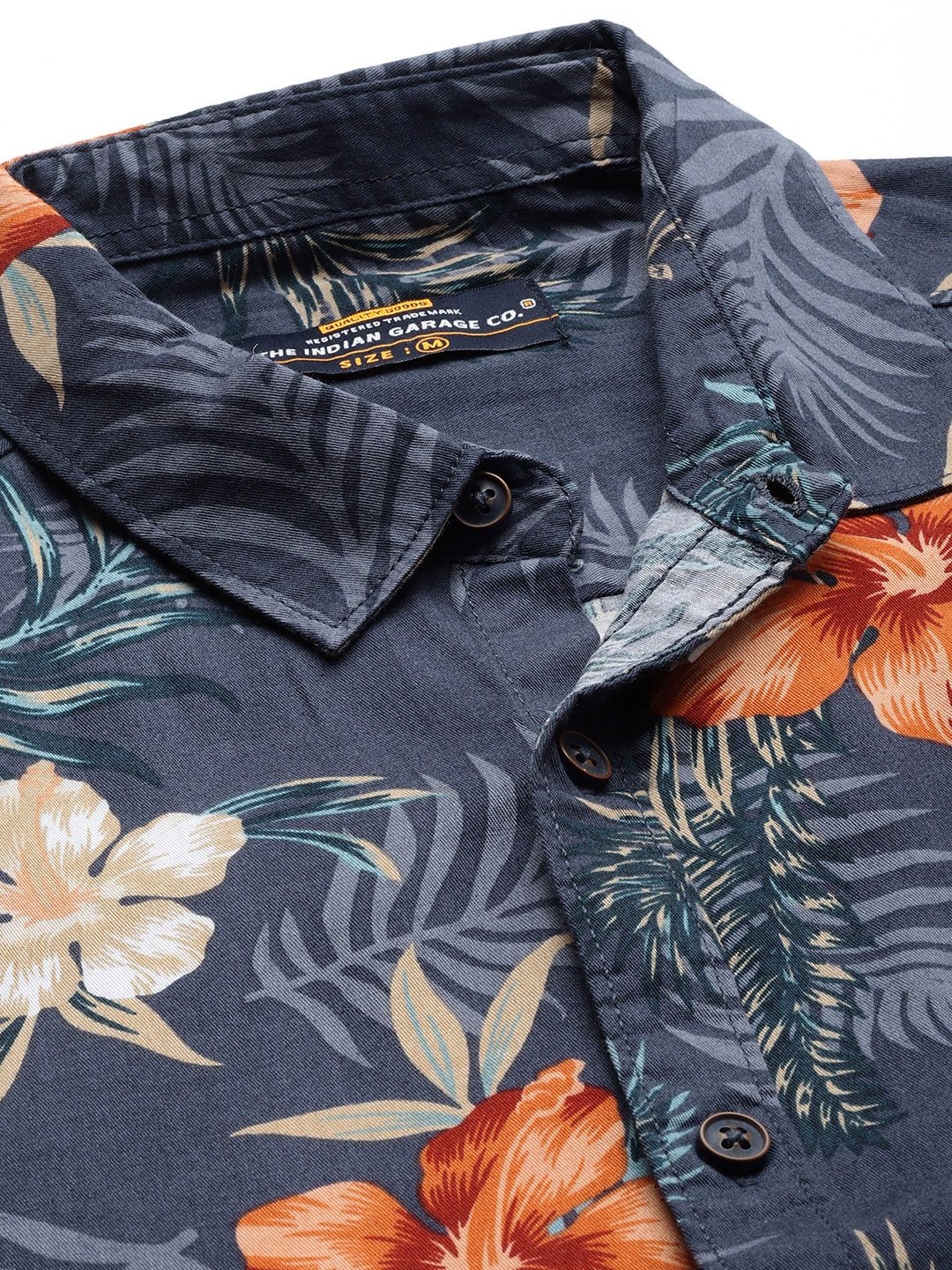 The Indian Garage Co Men Blue Cotton Classic Printed Casual Shirt