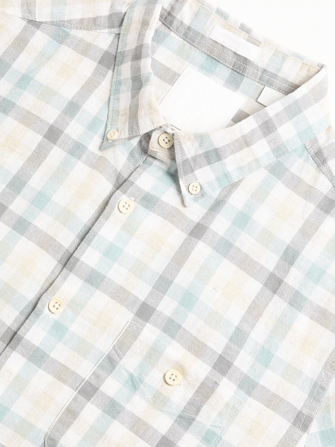 THE BEAR HOUSE Tartan Checks Slim Fit Cotton Linen Casual Shirt