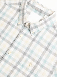 THE BEAR HOUSE Tartan Checks Slim Fit Cotton Linen Casual Shirt