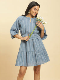 W Striped Pure Cotton A-Line Dress